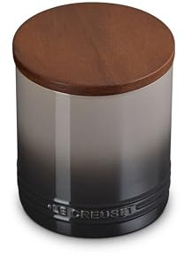 Le Creuset Signature Salt Cellar and Storage Canister with Wood Lid, 1.2 qt., Oyster