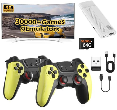 Retro Games Console, 30000+ wireless retro gaming console, Retro Gaming Stick,Revisit Classic retro play Plug and Play Gaming Stick,HD HDMI TV game stick,Premium Competitive Dual Controllers