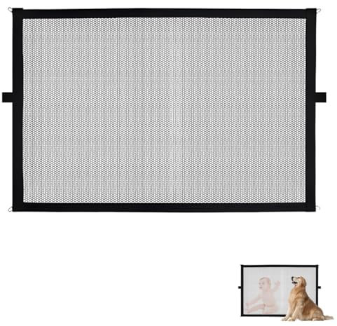 Mesh Stair Gate, Black Safety Guard Isolation Net Portable Pet Stair Gate Durable Fabric Cat Barrier for Playrooms Doorways Corridors Indoors