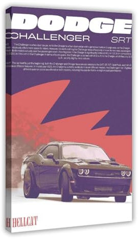 bshyrjc Dodge Challenger SRT HELLCAT Wandposter, Leinwandposter, Wandkunst, Dekordruck, Bild Gemälde für Wohnzimmer, Schlafzimmer, Dekoration, 60 x 90 cm