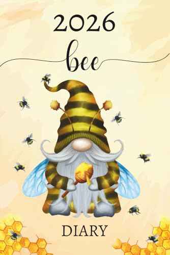 Bee Diary 2026: Honeycomb Gonk Gnome, Week To View & Month At A Glance Planner, For Bumble Bee Gnomie Lovers, Yellow & Black