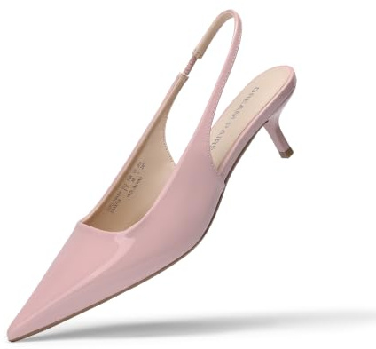 DREAM PAIRS Women's Kitten Slingback Low Closed Heels | 1.77 Comfortable Pumps Pointed Toe Wedding Party Elegant Business Casual Work Dress Shoes