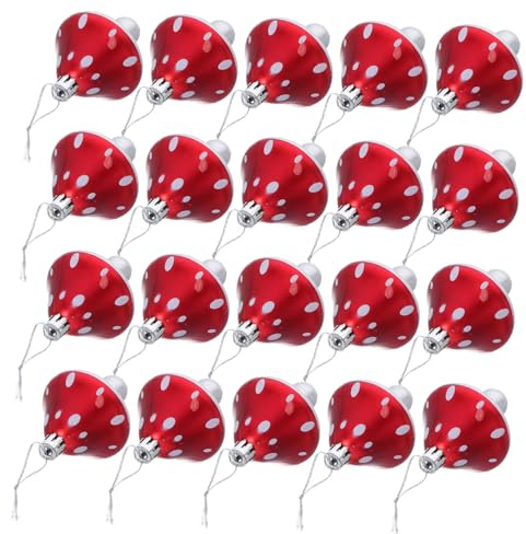 FCXDMY 20 ück Weihnachts-Pilz-Ornamente, bruchsichere Hängedekorationen mit Schnüren, Festliche rot-weiße Punkt-Anhänger für Weihnachtsbaum-Feiertagsparty-Akzente und Pilz-Motto-Geburtstage