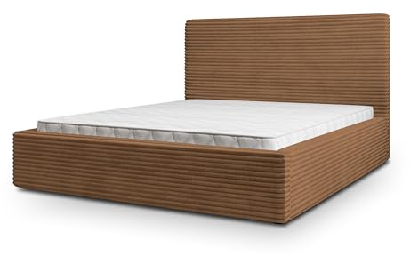 Masseno Polsterbett MIRETTI 140x200 cm, Doppelbett, Bettkasten, Stauraum, Lattenrost Und Kopfteil - Kupferfarben, TILIA 56