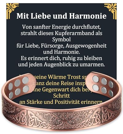 MagEnergy Herren Magnetarmband aus massivem Reinkupfer verstellbar | 99,99% massives Reinkupfer-Armband mit 18 Magneten. Verstellbar, hautverträglich & ausgezeichnete Geschenkidee für Herren.