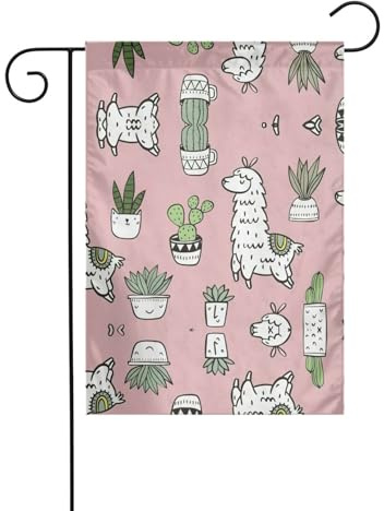 Impression alpaga et cactus - Décoration de vacances - Drapeau de Noël résistant à la décoloration - Pour l'hiver, pelouse, porche, terrasse, décoration extérieure