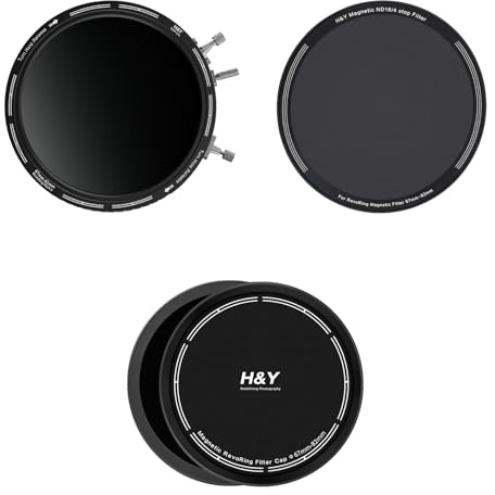 H&Y Kit di filtri RevoRing Mark II 3 in 1 da 67 mm a 82 mm, ND variabile regolabile da 3 a 1000 e CPL con filtro magnetico ND16 per fotografia a lunga esposizione, set di tappi protettivi.