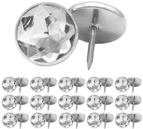 jojofuny 50pièces Clous Tapissiers pour Canapé Ronds Cristal Décoratifs Acrylique pour Meubles Salon Moderne et Polyvalent