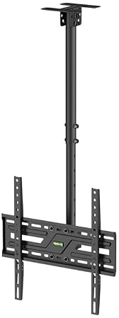 TV-Deckenhalterung für 37–75 Zoll, VESA 400x400, schwenkbar, neigbar, 50 kg | Pulverbeschichteter Stahl, ideal für Decken- und Dachschrägenmontage, geeignet für Curved- und Flachbild-TVs