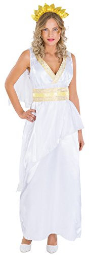dressforfun Frauenkostüm Gattin Caesar | Langes Kleid mit wundervollem Ausschnitt und königlicher Borte inkl. Gürtel und Haarschmuck (M | Nr. 300243)