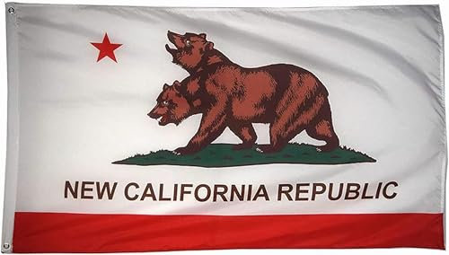 Time Roaming Flagge der Republik New California Republik, Polyester, mit Messingösen, 90 x 150 cm