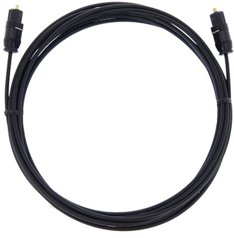 REY Cable de Fibra Óptica de 3 Metros, Audio Digital Toslink de 3 mm Conectores Bañados en Oro Aislante de Gran Grosor