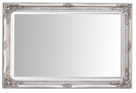 Select Mirrors Rhone Wandspiegel, französischer Vintage, Rokoko, Barockstil, Shabby-Chic-Stil, Wohnkultur, groß, 60 cm x 90 cm (2 x 3 Fuß), Antik-Silber