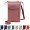 Jangostor Femmes Portefeuille Sac À Bandoulière en Cuir Porte Monnaie Téléphone Portable Mini Pochette Porte Carte Épaule Portefeuille Sac pour Les téléphones de Moins de 6,3 Pouces (Pink)