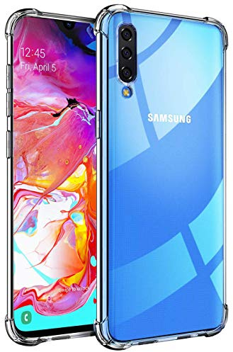 Verco Handyhülle für Samsung Galaxy A70, Anti Shock Schutzhülle für Samsung Galaxy A70 Hülle Silikon [Display- & Kameraschutz] Weiche Flexible TPU Hülle, Transparent