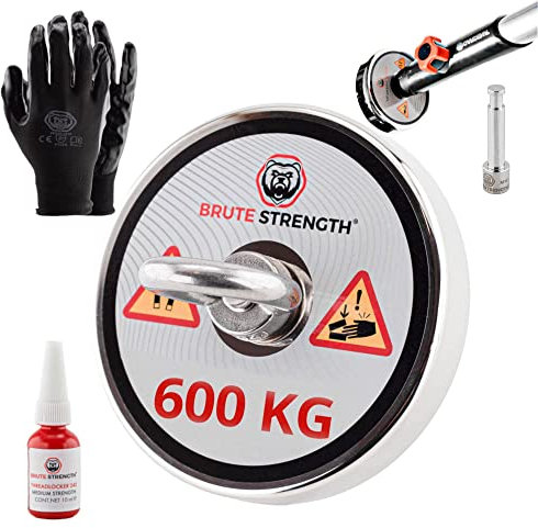 Brute Strength - Magnetfischen magnete - 600KG - 120mm - Handschuhe - Supermagnet - Ösenmagnet -Starke Neodym magnet - Magnet angel