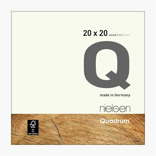 nielsen Holz Bilderrahmen Quadrum, 20 x 20 cm, Weiß | Holz Fotorahmen im Hoch- & Querformat zum Auftstellen und Aufhängen Weiß matt Echtglas