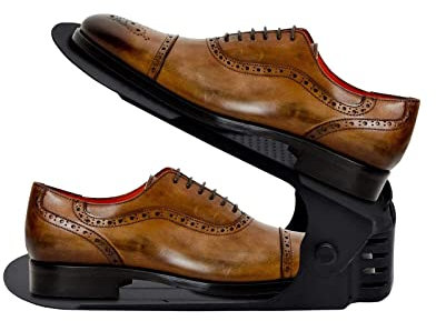 LZQ Einstellbare Schuhregale 3 Höhenverstellbar Schuh Slots, Schuhstapler/Schuhhalter Set, Kunststoff (Schwarz, 10 Stück)