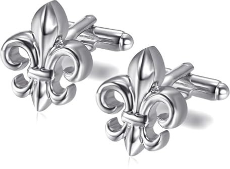 BOBIJOO JEWELRY - Paire Boutons de Manchette Fleur de Lys Argenté Symbole Patriote Royaliste
