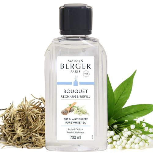 MAISON BERGER Nachfüllung Duftbouquet Aromatischer Weißer Tee 200 ml | Nachfüllung Aromatischer Weißer Tee 200 ml für Duftbouquet, kontinuierliche Diffusion ca. 4 Wochen