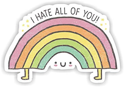 2x EppoBrand Regenbogen Aufkleber I Hate All of You JDM Vinyl mit kratzfester Beschichtung, 14 x 8,9 cm, für Apple MacBook, Laptop, Fenster, Stoßstange, Kühlschrank, Skaten, Binder