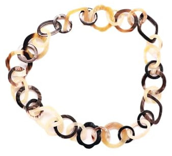 Mahafaly Horn Gliederkette Rivo6 Farbmix poliert veränderliche Länge 90 cm - Code I