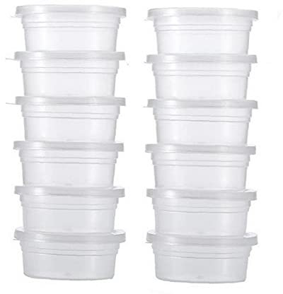 TOSSPER 12 Pièces Slime Conteneurs Petit Leak Proof Sauce Pots Claires Coupes De Stockage en Plastique avec Couvercle pour Cosmétiques Crème Légère Slime Clay