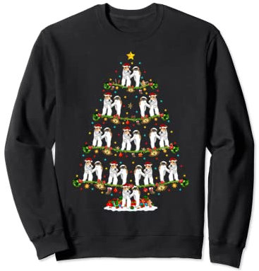 Funny Xmas Lighting Arbre de Noël en fil de fer renard terrier Sweatshirt