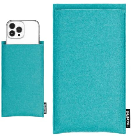 SimonPike Handyhülle passend für Apple iPhone 17 Pro | 16 Pro | 15 Pro (Gr. H) | Boston smaragd Filztasche aus Wollfilz Handy/Smartphone Tasche