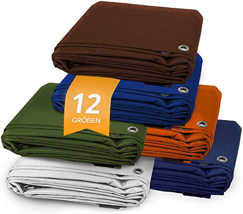 KARAT Telone di copertura impermeabile, 8 x 10 m, colore arancione con occhielli, telo da costruzione, telo per pavimento, telo antipioggia per pavimento, telo da giardino, 140 g/m²