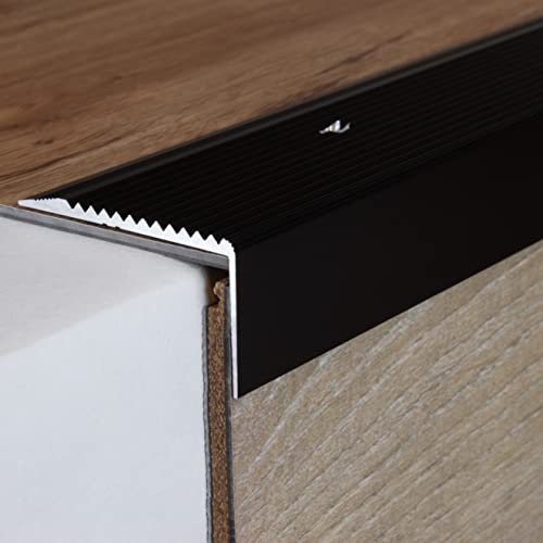 PROVISTON | Treppenkante | Aluminium eloxiert | Bronze Dunkel | Breite 50 mm | Höhe 28 mm | Länge 1000 mm | Gebohrt | Treppenkantenprofil | Treppenwinkel | Winkelprofil | Kombiwinkel | 1 Stück