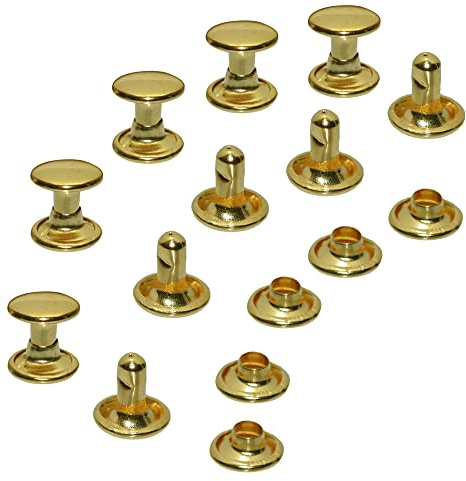 300 Sets 8mm Leather Rivets Double Cap Rivet Tubular Brass Metal Studs Repairs Decoration Craft Accessories for Leather Craft Clothes Shoes Bags Belts (Gold, 8mm 300sets)