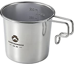 Campingmoon Sierra Beear Cup Mug Acier Bol de camping léger et compact en acier inoxydable avec poignée pliable