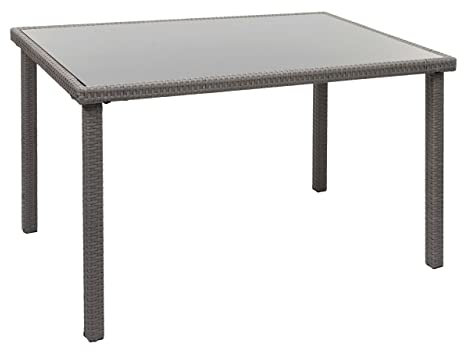Mendler Poly-Rattan Tisch HWC-G19AM, Gartentisch Balkontisch, 120x75cm - grau