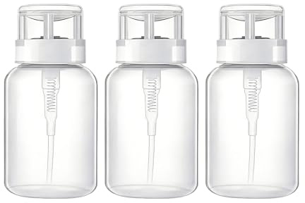 QUUPY 3Pcs 200ml Transparent Nail Polish Remover Bottles with Push Down Pump Dispenser, Unscented