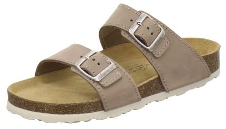 AFS-Schuhe 2102, Bequeme Damen Pantoletten echt Leder, praktische Arbeitsschuhe, Hausschuhe, Handmade in Germany (38 EU, Sand Nubuk)