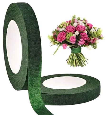 Jc.upin 2 Rolls Florist Stem Wrap - 40 Yard Dark Green Floral Tape, Floristry Supplie for Florist Tape Flower Tape, Floral Tape Bouquet Tape