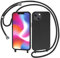 AOMYKE Handyhülle für iPhone 13 / iPhone 14 Hülle mit Band, Handyband iPhone 13 / iPhone 14 Hülle zum Umhängen Schutzhülle mit Kette Kordel Weich TPU Liquid Silikon Case, Schwarz