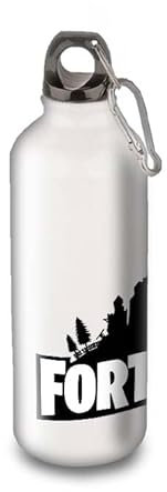Aluminium Water Bottle - Stainless Steel (24H Thermos) Reusable 330ml to 750ml, Fortinite Logo (Aluminium, Carabiner M 500ml)