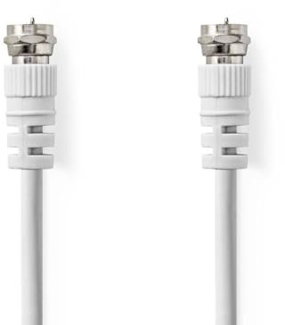 Nedis Satelliten- und Antennenkabel | F Stecker | F Stecker | Vernickelt | 75 Ohm | Doppelt geschirmt | 2.00 m | Rund | PVC | Weiss | Label