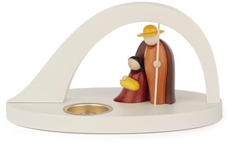 Rudolphs Schatzkiste Kerzenhalter „Geborgenheit“farbig lasiert im weißen Bogen BxHxT 22x12x13,5cm NEU Kerzenständer Kerzenleuchter