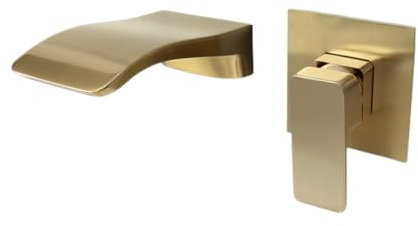 Rubinetti Lavabo A Muro Rubinetto Per Lavabo A Cascata Da Incasso A Parete Lavabo Da Bagno Caldo E Freddo Presa A Muro Rubinetto Nascosto Incassato Diviso In Oro Con Scatola