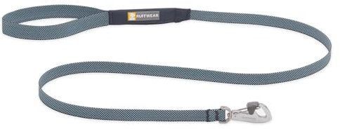 RUFFWEAR Hundeleine Hi & Light, Starke Leine, mit integrierter Aufbewahrungstasche und sicher abschließbarem Crux-Clip, kompakt zusammenklappbar auf Taschengröße, Basalt Grey