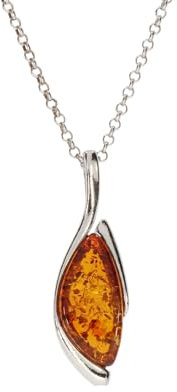 Artisana-Schmuck Bernstein Anhänger, eleganter kleiner Anhänger (ohne Kette), gefasst in 925/000 Sterling Silber rhodiniert und Bernstein