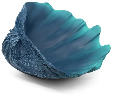 Extra große Muschelschalen, dekorative Schale, karibische blaue Muscheln, dekorative Aufbewahrungsschalen für Küstenstrand, Haus, Tischdekoration, nautische Dekoration für Couchtisch, 31,5 cm, 1 Stück