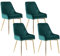 Lot de 4 Chaises de Salle à Manger, Chaises de Salle a Manger en Velours Scandinaves, Chaise de Cuisine avec Coussin Rembourré épais, Chaise de Salon avec Pieds en Métal Doré