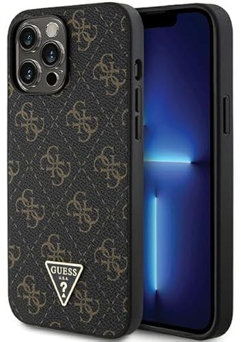 Guess GUHCP14LPG4GPK Hülle für iPhone 14 Pro 6.1 Schwarz hardcase 4G Triangle Metal Logo