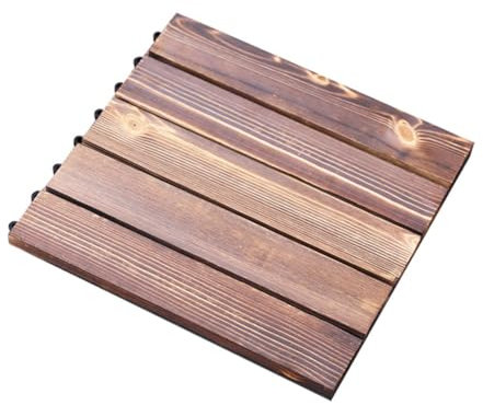 Veemoon Wooden Tiles for Balcony Interlocking Floor Tile Balcony Tiles Interlocking Ceramic Tile Interlocking Deck Boards Interlocking Flooring Tiles Wood Grain Bamboo Decorate