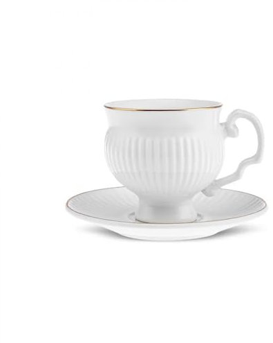 Karaca Malta Ensemble de tasses à café pour 6 personnes - 12 pièces : ensemble de tasses à café en porcelaine et de soucoupes, design moderne, parfait pour les amateurs de café et les réunions