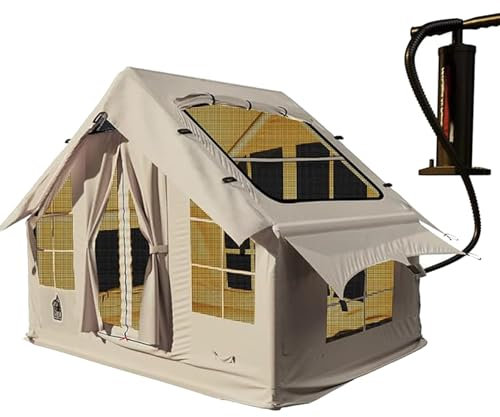 KCHBSE Aufblasbares Campingzelt mit Pumpe, Glamping-Zelte, einfach aufzubauendes wasserdichtes, winddichtes 4-Jahreszeiten-Aufblaszelt für den Außenbereich, luxuriöses Kabinenzelt